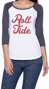 ROLL TIDE Raglan Long Sleeve Tee in Charcoal