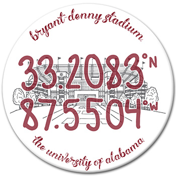 Bryant-Denny Stadium Coordinates Gameday Pin