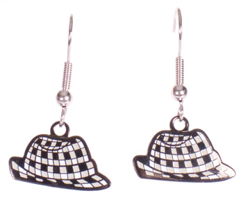 Houndstooth Hat Dangle Earrings