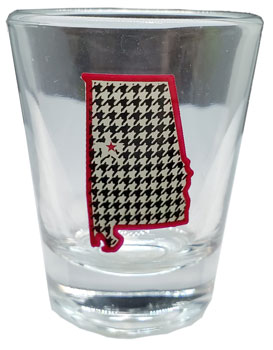 Houndstooth State of Alabama Shot Glass