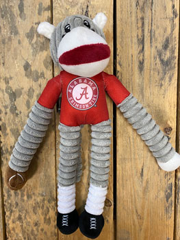 Sock Monkey with Football Squeaking Dog Toy